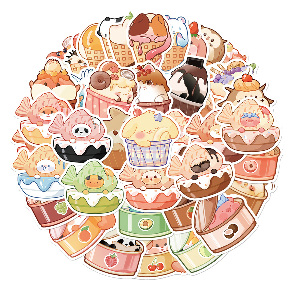 

40PCS Mixed Skateboard Stickers Cartoon Animal Food For Car Laptop Fridge Helmet Stickers Pad Bicycle Bike Motorcycle PS4 Notebook Guitar DIY Pvc Decals, Multi colors