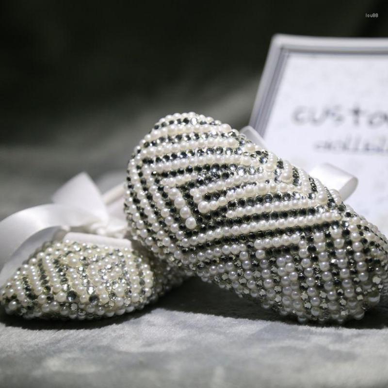 

First Walkers Dollbling 2022 Spring Born Baby Sock Boy Walker Shoes Geometric Figure Silver Strass With White Pearls, Model 1