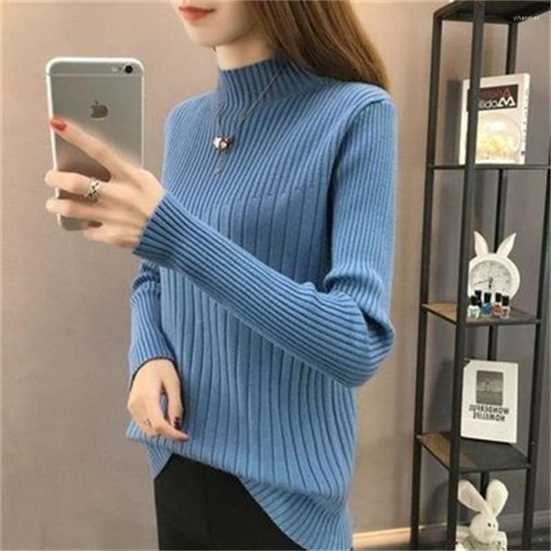 

Women' Sweaters Autumn And Winter Sweater Women' Korean Large Loose Long Sleeve Semi Turtleneck Fashion Slim Lady Solid Top H754, Green