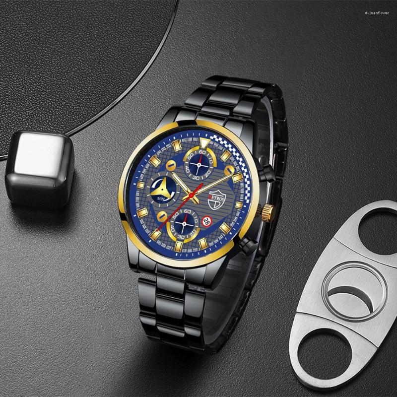 

Wristwatches Reloj Hombre Sports Watch Men's Luminous Fashion Men Stainless Steel Calendar Luxurious Gold Clock Relojes Para Watche, Watch 0917203