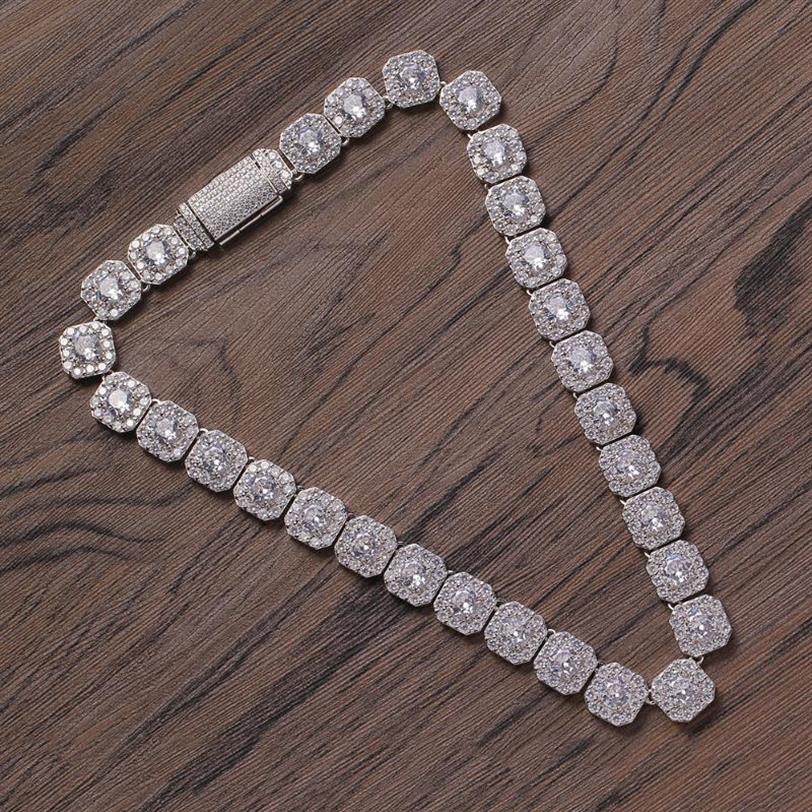 

019 12mm 16 18 20 brass setting CZ Tennis Chain Necklace Iced Out Cubic Zircon Bling Bling Jewelry184H