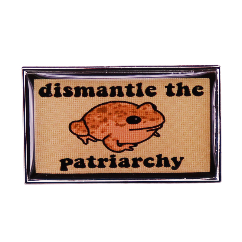 

Dismantle The Patriarchy Frog Lapel Pin Feminist Badge Jewelry, As picture