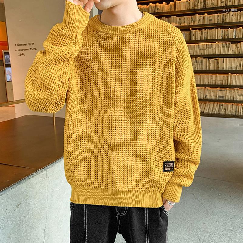 

Men's Sweaters Korean Fashion Men Autumn Solid Color Loose Fit Street Wear Mens Clothes Knitted Sweater Pullovers 3XL, White sweaters male