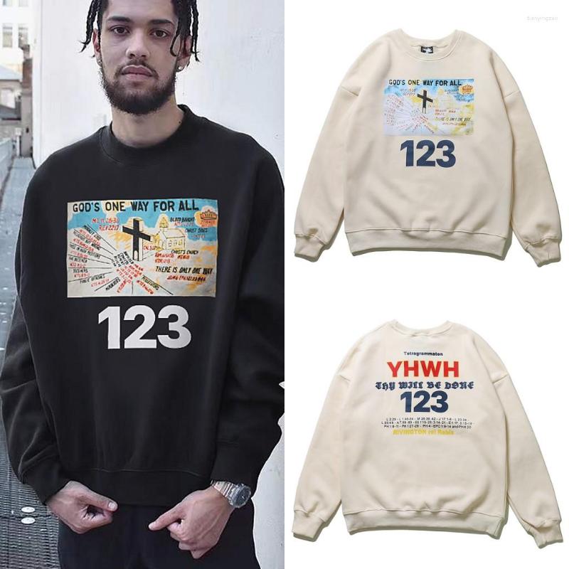 

Men's Hoodies Fleece RRR123 Sweatshirt Men Women High Quality Pullover RRR 123 Vintage Cross Print Hoody Crewneck, Black