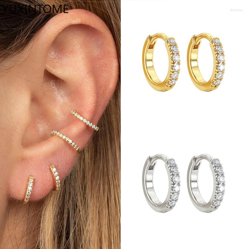 

Hoop Earrings YUXINTOME 925 Sterling Silver Needle Ear Buckle Geometric Diamond Round Circle For Women Men Party Crystal Jewelry