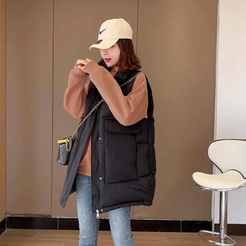

Women' Vests Fashion Winter Vest For Women Collar Sleeveless Mid-length Coat Jacket Waistcoat Female Autumn Clothing T88, Creamy-white
