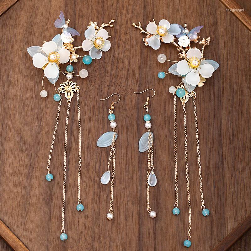 

Necklace Earrings Set FORSEVEN Gorgeous Flower Butterfly Long Tassels Hairpins Jewelry Vintage Chinese Hair Accessories JL, Picture shown
