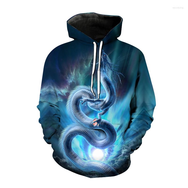 

Men's Hoodies Blue Dragon Fashion Men's Hoodie 3D Print Male And Female Casual Loose Harajuku Pullover Hip Hop Streetwear Tops, Ah1113004s