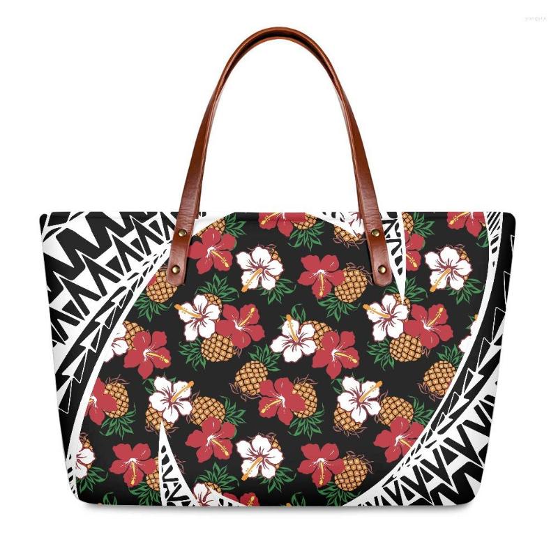 

Duffel Bags Cumagical Hawaii Flower Polynesian Tribal Pattern Handbags For Women With Zipper Print On Demand Luxury Custom Tote Bag, Ysfe1073al