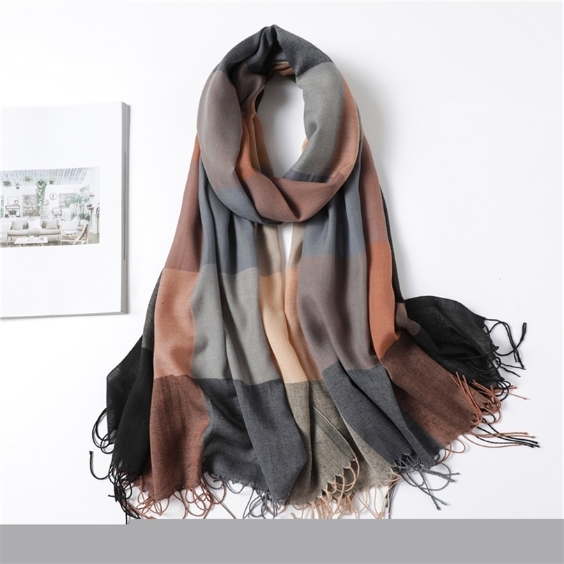 

Scarves Winter Scarf Plaid Long Shawl Fashion Headband Wraps Women Scarves Bandana Hijab Tassels Female Foulard Cotton Feeling Stoles 221010