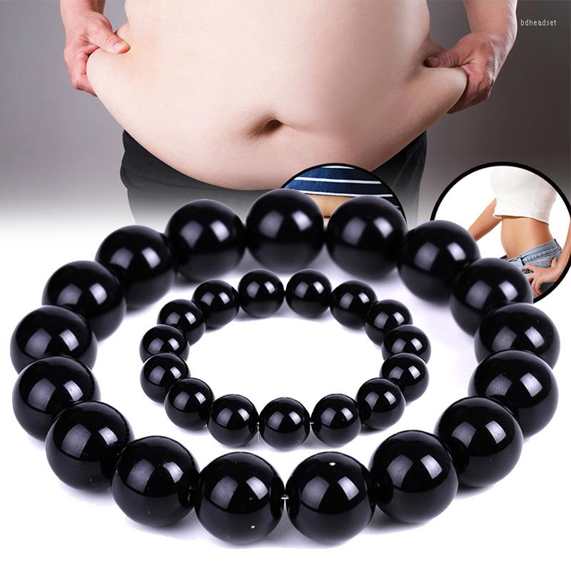 

Strand Natural Black Obsidian Stone Bracelet Magnet Tiger Eye Slimming Healthy Weight Loss Jewelry Women Men