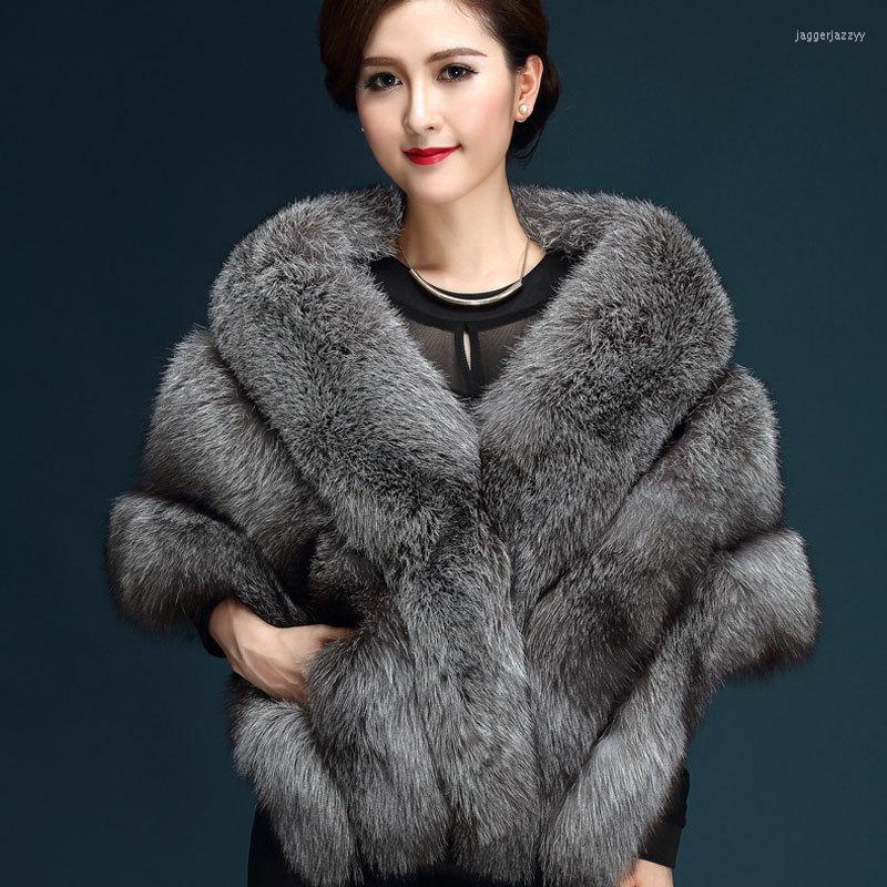 

Women's Fur Korean Versatile Imitation Shawl Bridal Wedding Large Size Faux Vest Women's Clothing, Light grey