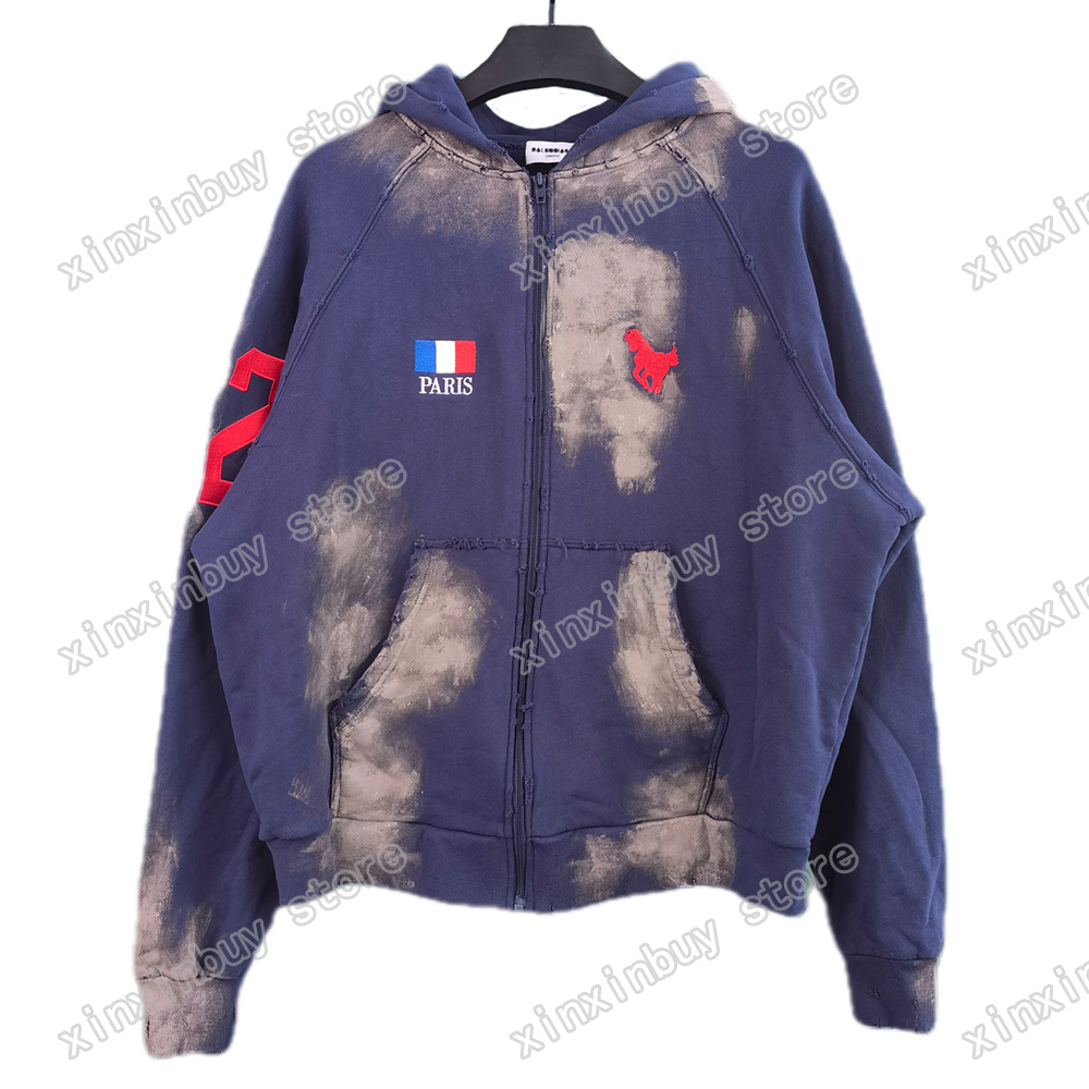 

xinxinbuy Men designer Hoodie sweater DESTROYED letter horse Embroidery Paris Hand painted women black Apricot yellow XS-L, Multi