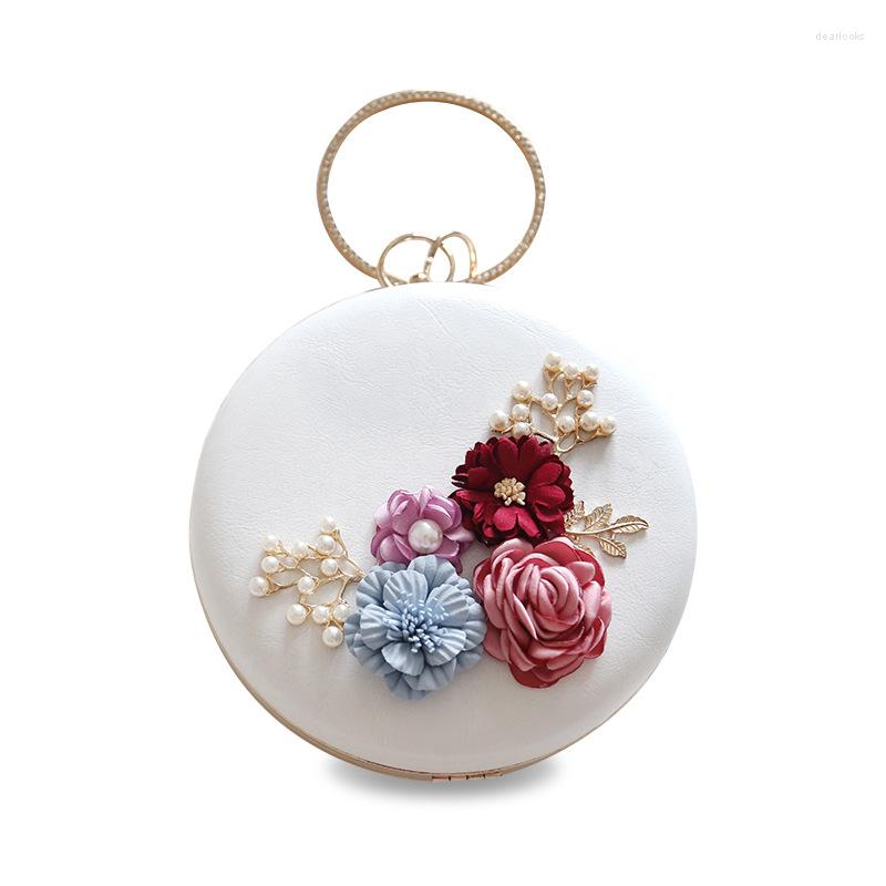 

Evening Bags Fashion Flower Women Diamonds Circular Shaped Clutches Small Rhinestones Shoulder Handbags Purse Bag A732, Black