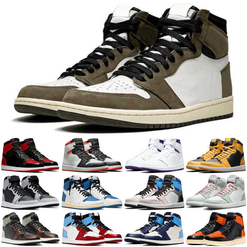 

Mens Dr Shoes 1 1s Basketball Shoes for Womens Jumpman Prototype Bred Patent Pollen Men Women Trainers Sports Sneakers High Quality, Shown