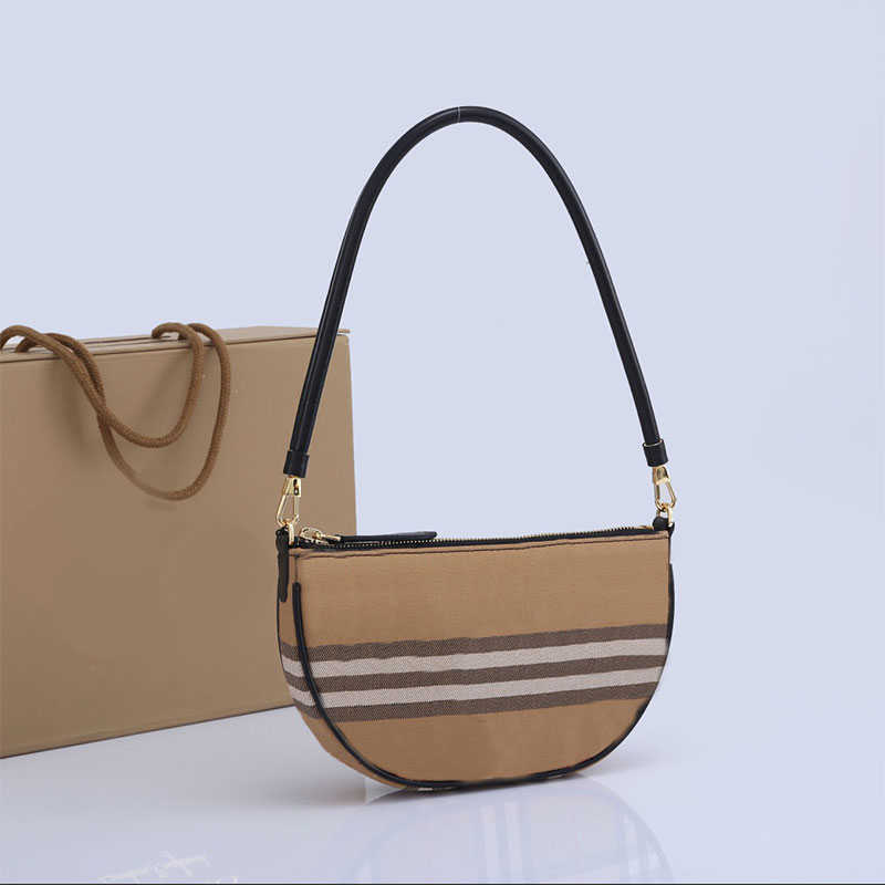 

Evening Bags Semicircle Checks Shoulder Bag Mini Underarm Plaid Bags Canvas Purse Small Cookie Wallet Women Pouch Female Clutch, Beige