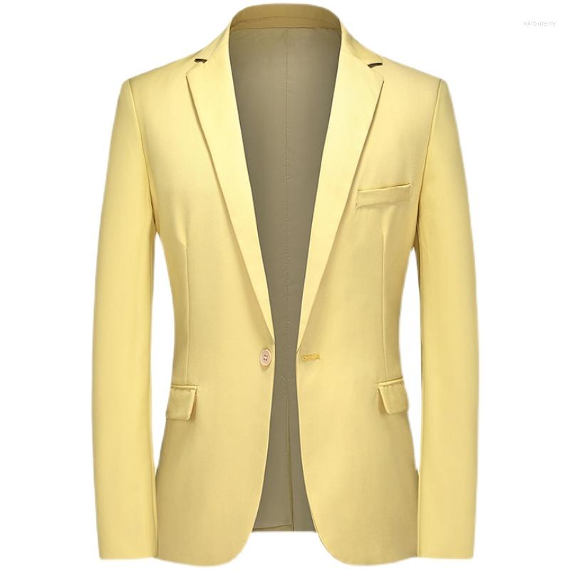 

Men's Suits Solid Color Business Casual Suit Jacket Black / Yellow Sky Blue 2022 Spring And Summer Thin Blazers Homme Size 5XL-S