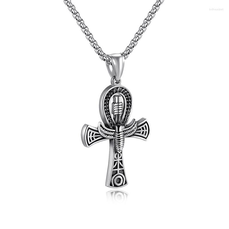 

Pendant Necklaces Vintage Ancient Egypt Cross Necklace Homme 24 Inch Long Collar Colgante Hiphop Rock Men Jewelry Accessories Boyfriend Gift
