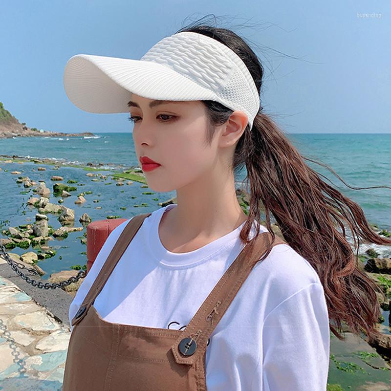 

Wide Brim Hats Sun Women Beach Tennis Cap Empty Top Anti-Uv Protective Sunscreen Hat Women'S Summer