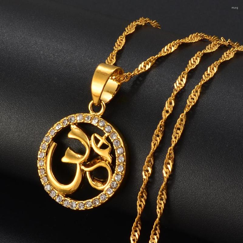 

Pendant Necklaces Anniyo Hindoo Jewelry Hindu Buddhist OM Necklace Hinduism Yoga India Outdoor Sport Chain Gold Color Women