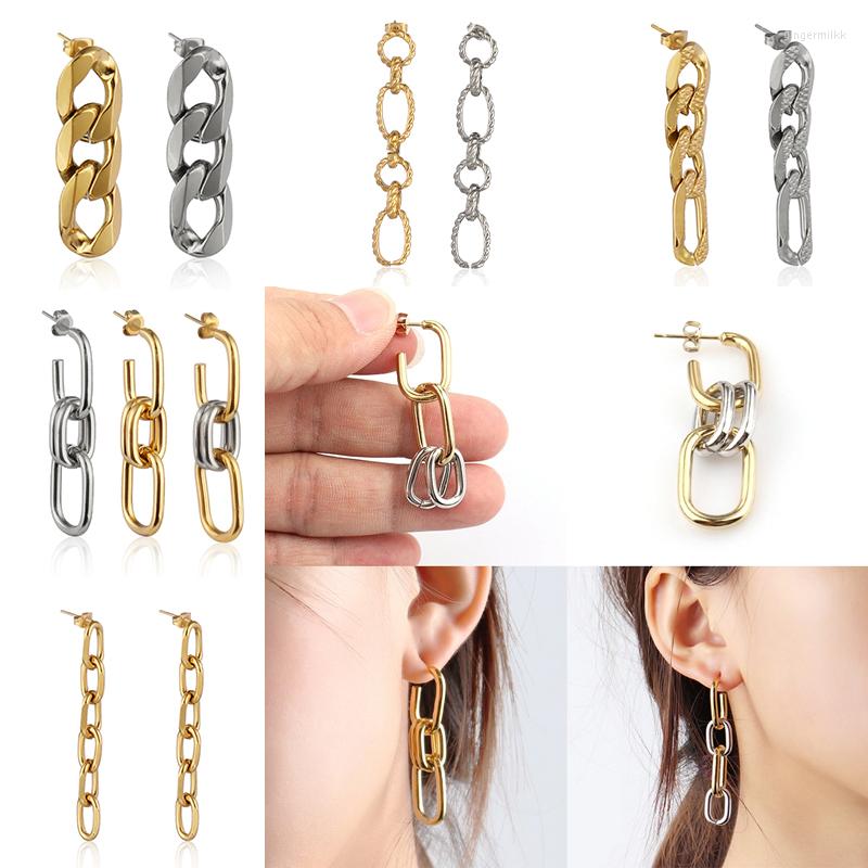 

Dangle Earrings Chain Drop Stainless Steel Jewelry For Women Charm 2022 Trend Unusual