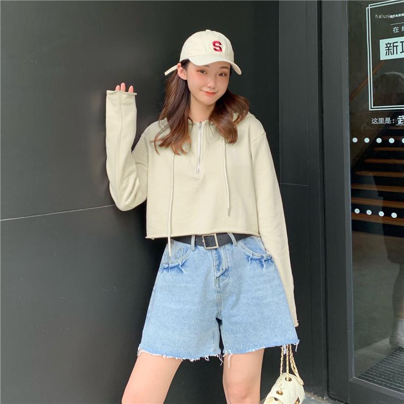 

Women's Hoodies Korean-Style Autumn Short Zip Sweater Hooded ThinRachel, Black