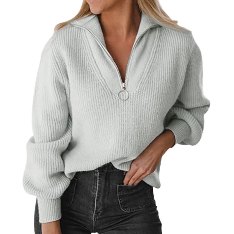 

Sweaters Women Fall Sweater Oversized Winter Pullover Neck Long Sleeve Tops With Half Zip Knitted Jumper Fashion Pullovers Streetwear v, Black