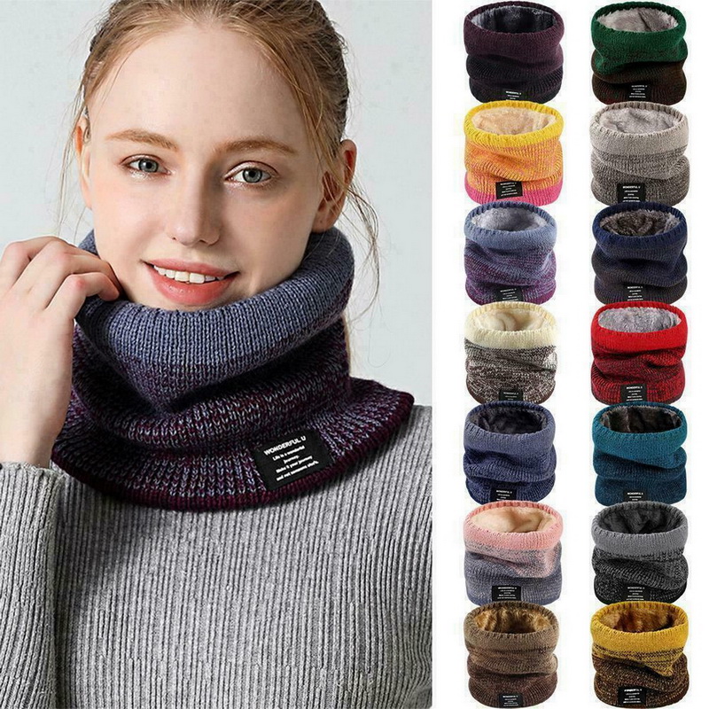 

Camping & Hiking Outdoor Hats Winter windproof Fleece Ring Bandana Knitted Warm Solid Scarf Neck Thick Cashmere Hot Handkerchief Warm Scarves for Men Women, Purple