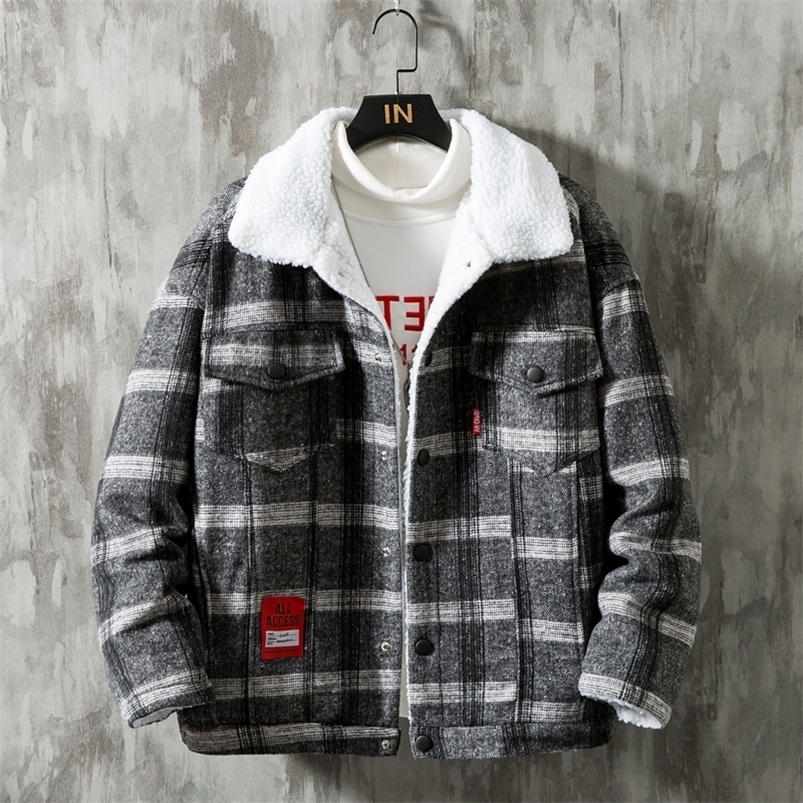 

Men's Jackets Winter Plaid Cotton Coat Casual Fashion Warm Comfortable Jacket Black White Asian Size Large 5XL 221008, White 802