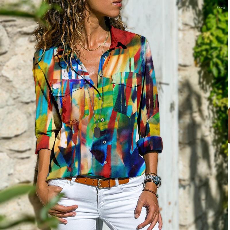 

Women's T Shirts Cross-border Women's Oil Painting Pattern Printing Loose Casual And Comfortable Long-sleeved Shirt, Clear