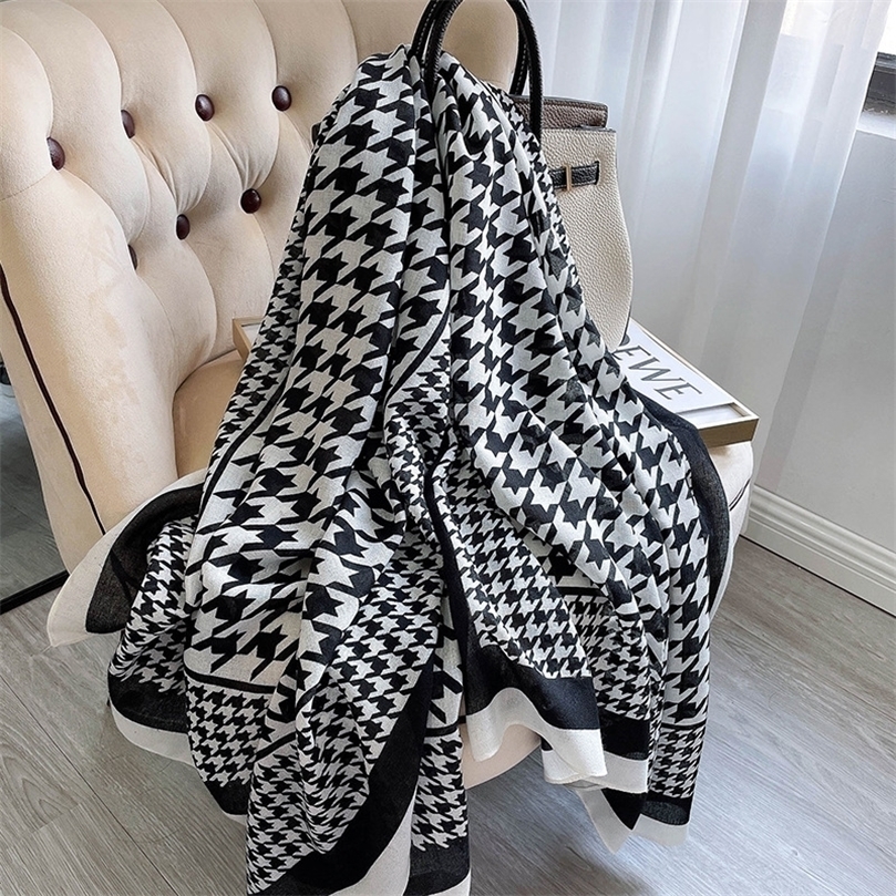 

Scarves Winter Cotton Scarf Women Warm Plaid Houndstooth Design Scarfs Long Large Hijab Scarves Stoles Bandana Foulard Wraps Shawl 221010