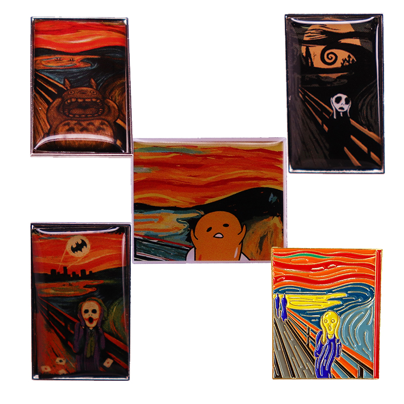 

The Scream Enamel Pin Nightmare Christmas Lazy Egg Neighbor Totoro Edvard Munch Painting Mashup Badge Brooch Accessories, Color #1