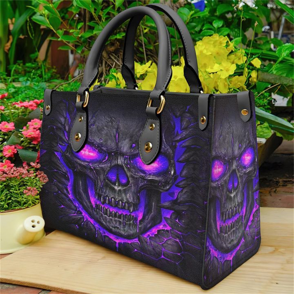

Evening Bags Purple Skull Leather Bag Handbag Purse for Women Fashion Small Casual Tote Luxury Shoulder Messenger Bolsa Female Tophandle Sac 221010, Amda332f73w