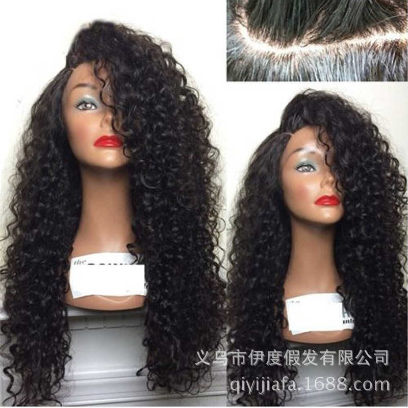 

Synthetic Wigs Fashion wig small curly tube long high temperature filament hair cover women's wig 221010, Black