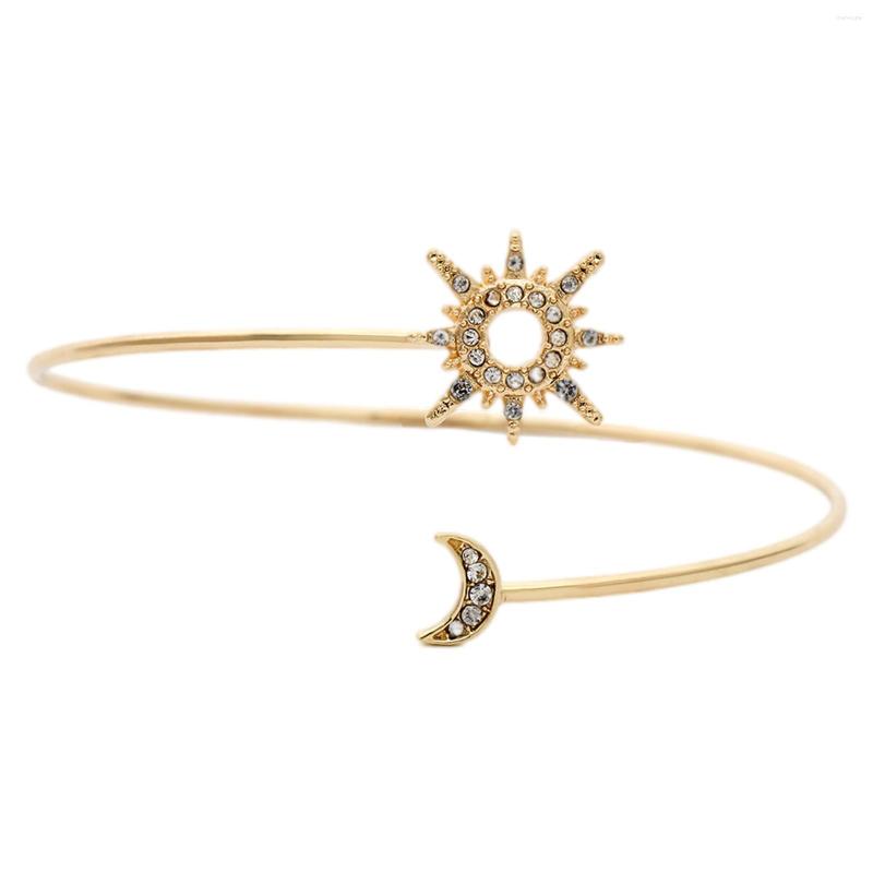 

Bangle Arm Bracelet Sun Moon Minimalist Trendy Rhinestone Open For Mom Women Lover