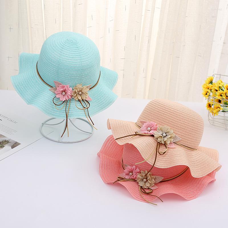 

Wide Brim Hats Summer Flower Kids Straw Fashion Holiday Travel Floppy Sun Hat Girls Casual Foldable Beach SHT018