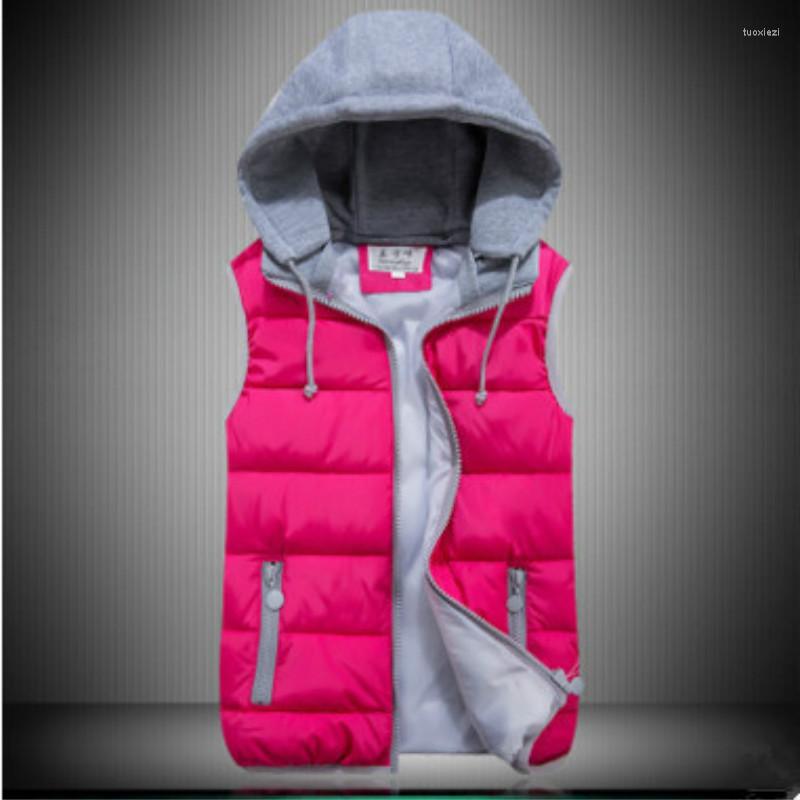 

Women's Vests 2022 Women Sleeveless Vest Winter Warm Plus Size 3XL Down Cotton Padded Jacket Female Veats Hooded Waistcoat, Black