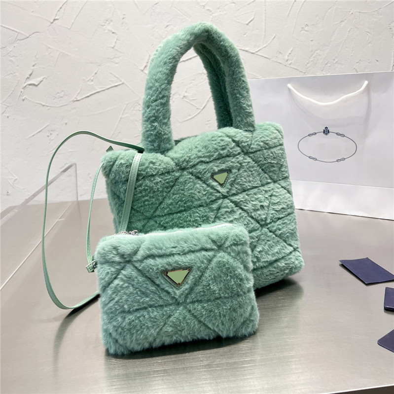 

Stylish Wool Tote Bags Shopping Bag Coin Pocket Clutch Totes Soft Touch Plush Tote Handbags Designer Winter Evening Tote, As show