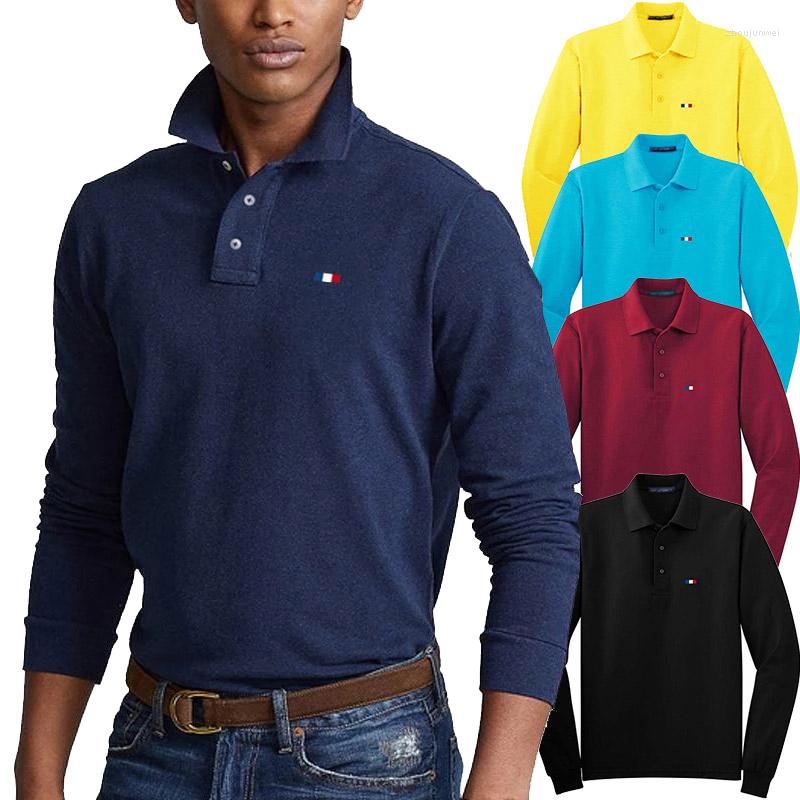 

Men's Polos Design Shirts Men Autumn Breathable Cotton Long Sleeve Casual Plus Size Sweatshirt Tops, Black
