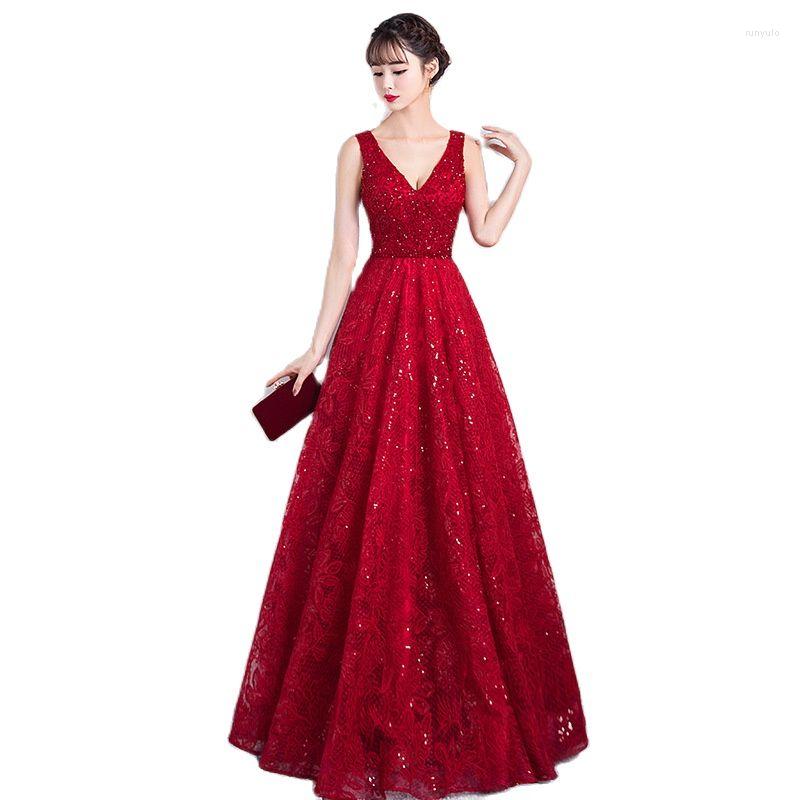 

Party Dresses Dress Long Skirt Sexy V-neck Sleeveless Lace Backless Evening Wedding Bride Bridesmaid Formal, Black