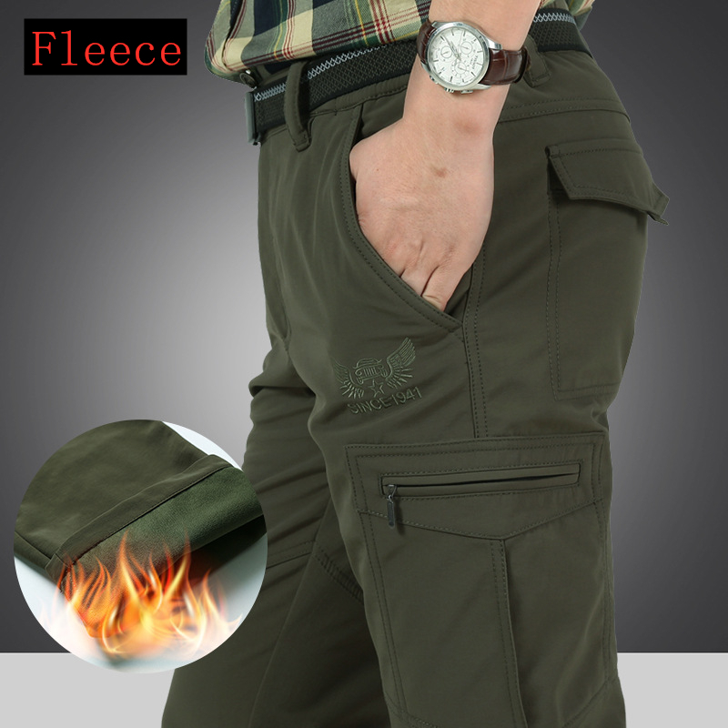 

Men's Pants Warm Fleece Cargo Pants Men Winter Tactical Military Pants Thicken Casual Cotton Combat Bomber Working Trousers Plus Szie 4XL 221010, Army green
