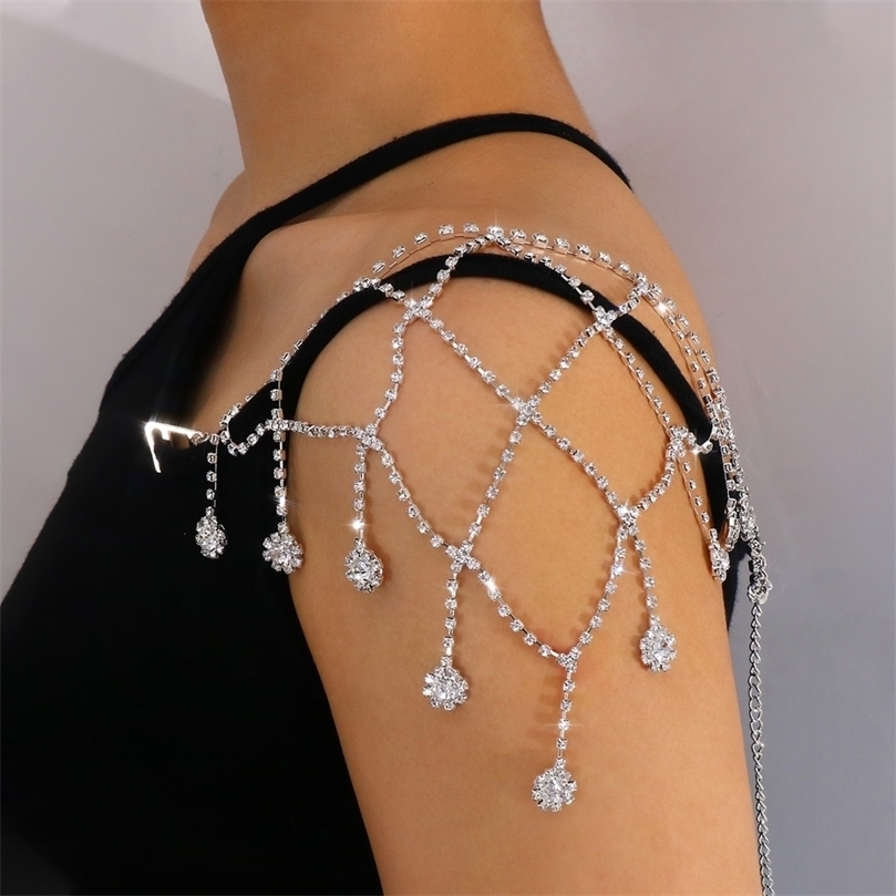 

Other Mesh Crystal Shoulder Chain Strap Accessories for Women Wedding Body Chain Harness Arm Decor Jewelry Dance Festival 221008