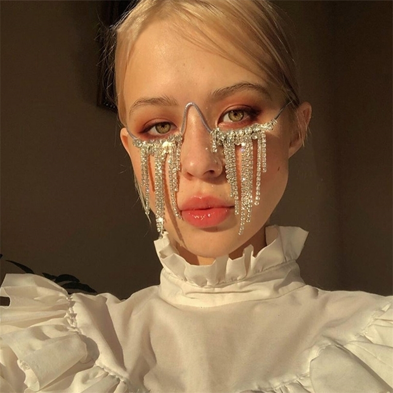 

Other Stonefans 1 Pcs Vintage Tassel Chain Wave Glasses Frame for Women Fashion Accessories No Lens Glasses Frame Jewelry 221008