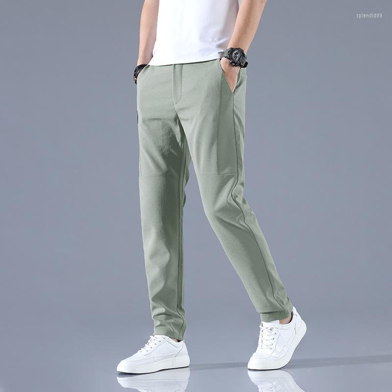 

Men's Pants Fashion Brand Men Casual Mens Business Male Trousers Classics Mid Weight Straight Full Length Breathing, Light green