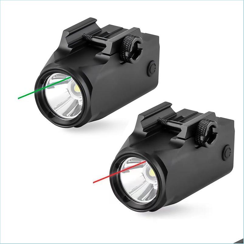 

Hand Tools Tactical Accessories 800 Lumens Weapon Pistol Torch Flashlight Red Green Laser Sight For 20-21Mm Rails Hunting Light Drop Dh1En