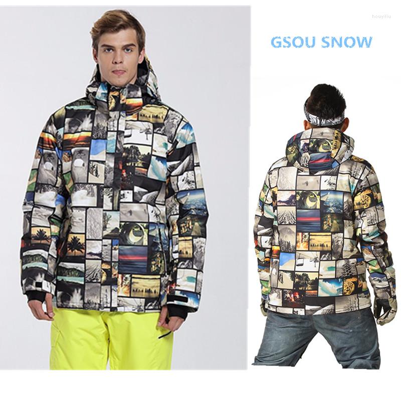 

Skiing Jackets Gsousnow 10K High Quality Ski Jacket Men' Windproof Warm Thickening Colorful Plaid Suit Male Super Suits, A2