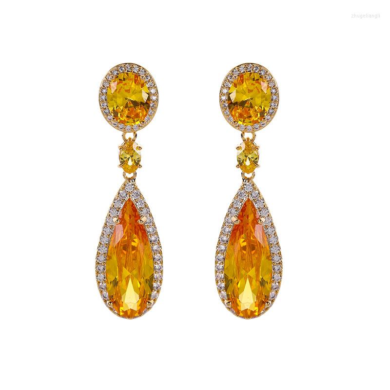 

Dangle Earrings Luxury Water Drop For Women Designer Statement Shining Crystal Temperament Earings Elegant Wedding Jewelry