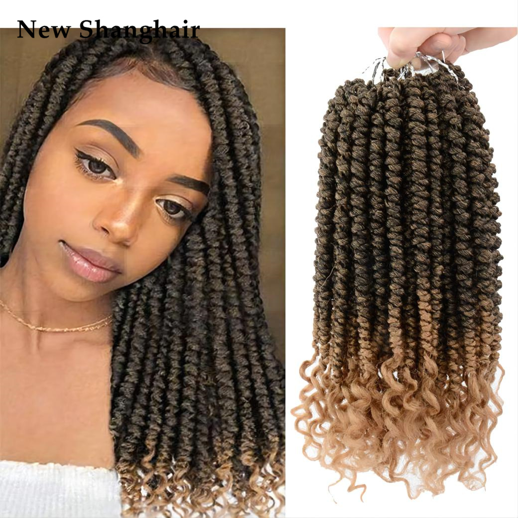 

12 Inch Crochet Hair For Black Women Crochet Braids Spring Twist Crochet Braiding Curly Hair Spring Twist Hair Curl End BS27, 1b#
