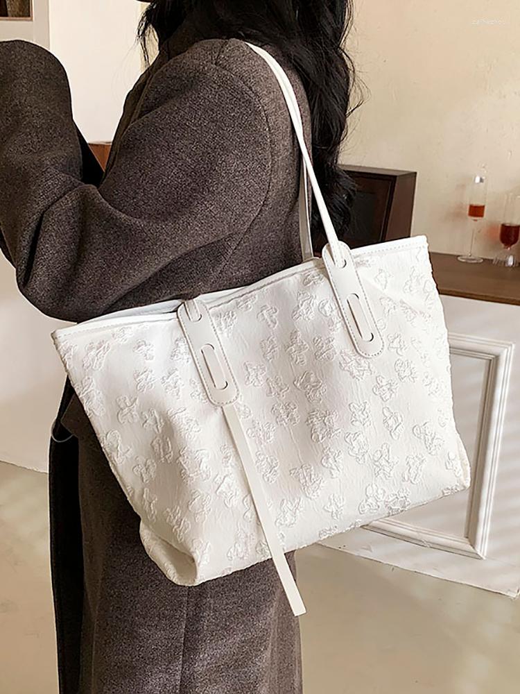 

Evening Bags 2022 Spring Autum Women'S Bag Shopper Tote Fashion Large Female Handbag Casual Shoulder Floral High Travel, White