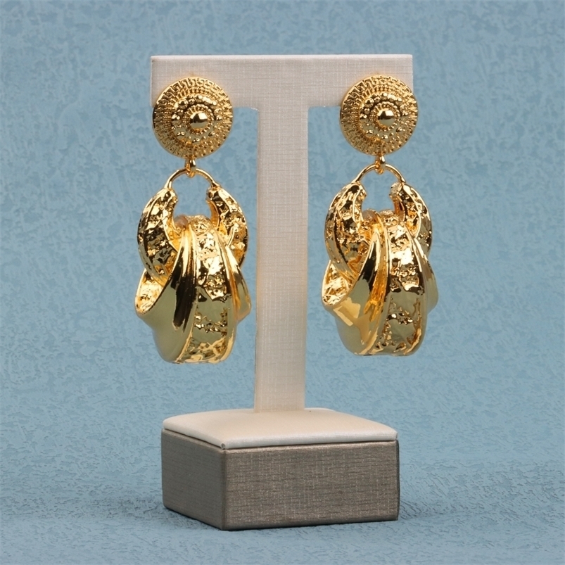 

Hoop Huggie Earrings Set Style Gold Bride For Black Women Brass Plating Drop Jewelry 221010